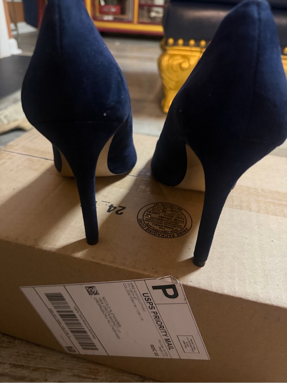 Saks Fifth Avenue Navy Suede Pointed-Toe Pumps - Women - Picture 5 of 8